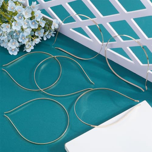 GORGECRAFT 20 paquete A Granel de 3.8mm Fino Liso En Blanco Duro Diademas de Metal Dorado Claro Delgado Simple Alambre Bandas para el Pelo Cierres Tiara Corona Soporte para el Pelo Marco Manualidades