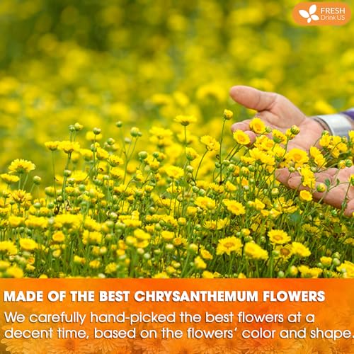 Image of FreshDrinkUS, Premium 5oz Chrysanthemum Flowers, 100% Natural & Pure Chrysanthemum Flower Dried, Chrysanthemum Herbal Tea, No Additives, No Caffeine, Vegan