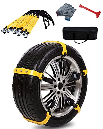 Car Snow Chains Snow Tire Chains For Anti-Slip Car Chains Car Emergency Chains All Season Anti-Skid Snow Cables Car Suv Tire Cables (Yellow, For Tire Width: 185-295Mm/7-11'') #TOP5