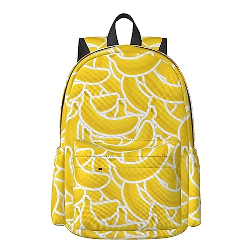 17 inch Backpack Banana Yellow Pattern Seamless Laptop Backpack School Bookbag Shoulder Bag Casual Daypack