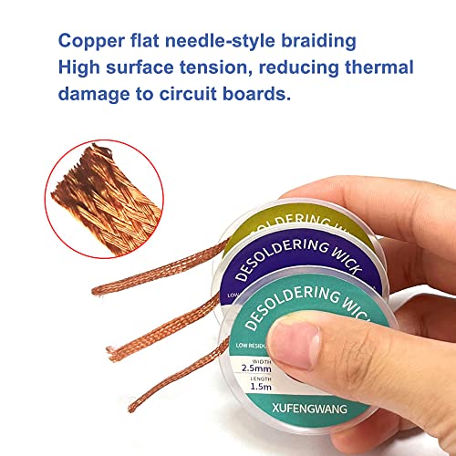 Image of Treedix Solder Wick Braid with Flux Super 5ft Length 3.5mm Width Desoldering Wick Braid Remover Tool Solder Sucker 1 piece No-Clean Soldering Wick Wire Roll and Disassemble Electrical Components