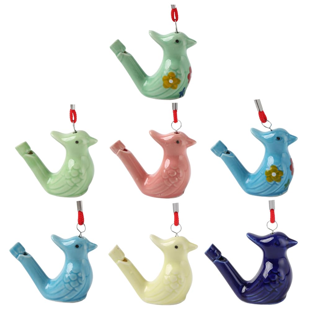 7Pcs Colorful Water Bird Whistle Magpie Peacock Ceramic Whistles Musical Instruments
