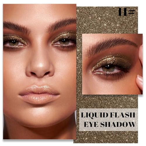 Image of SUAKE Liquid Sparkling Glitter Eyeshadow Stick Pack - High Pigment Shimmer Metallic Eye Shadow, Long-Lasting, White Blue Black Gold Purple Bold Colors,Quicking-Dry (11#-Smoky, Pack of 1)