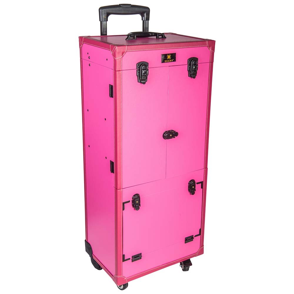 SHANY REBEL Pro Series – Makeup Artists Multifunction lighted Cosmetics Rolling Case with Fan - Proudly PINK