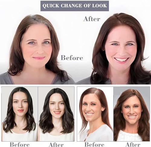 Image of HAIR WALA Light Weight Toppers for Thinning Hair Women Synthetic 16 inch Long, 4 clips Extension for women handmade & cover hair loss, grey (Matte Finish) Brown Color