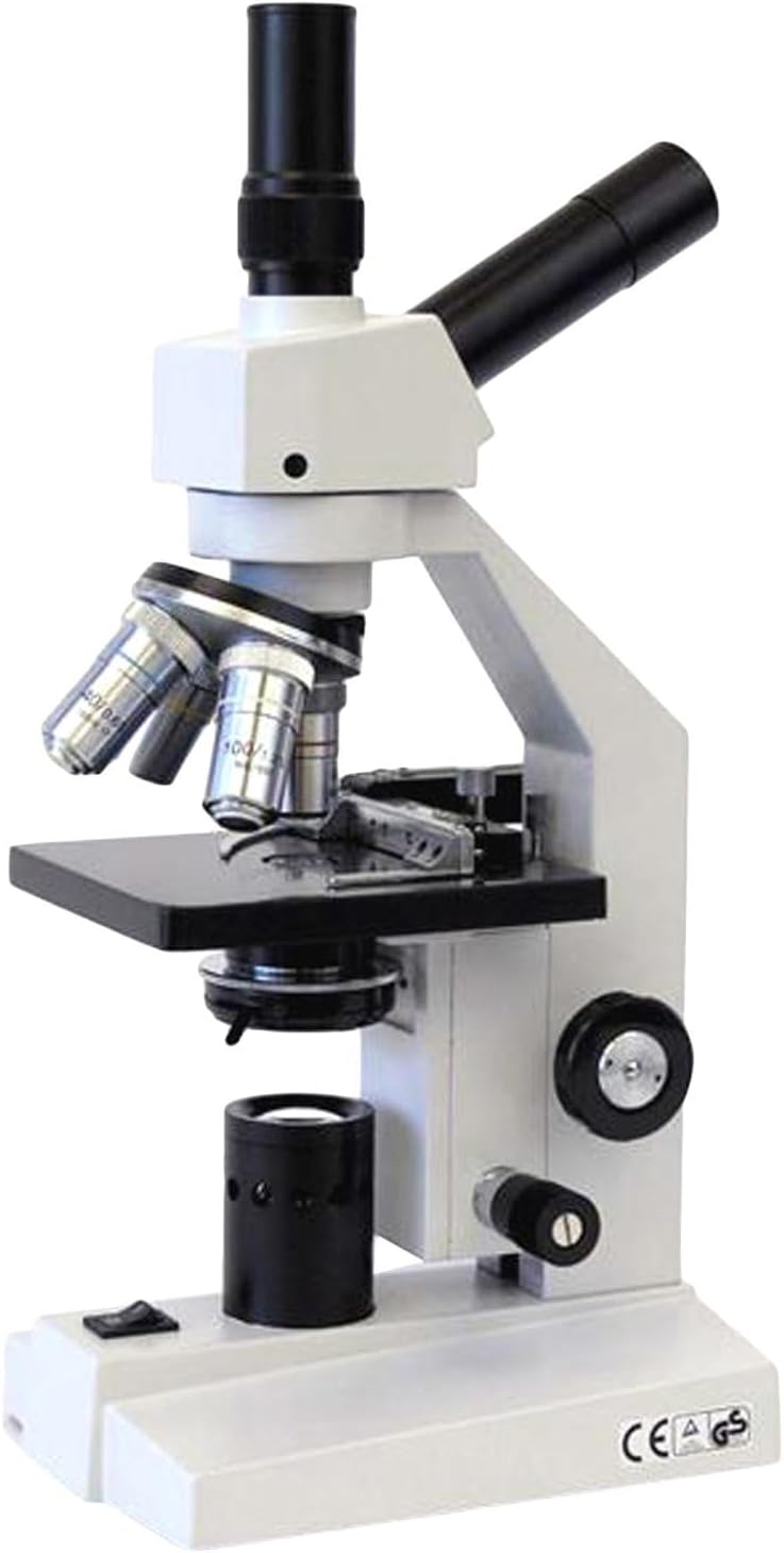 AmScope D120C-MS Dual-View Compound Monocular Microscope, WF10x and WF25x Objectives, 40X-2500X Magnification, Brightfield, 1.25 NA Abbe Condenser, Mechanical Stage