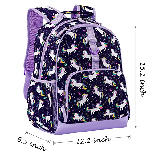 Choco Mocha Unicorn Backpack For Girls Kindergarten Backpack For Girls Preschool Backpack For Kids Backpacks For Girls 15 Inch Backpack Girls Unicorn Bookbag School Bag 3-5 4-6 With Chest Strap Purple #TOP3