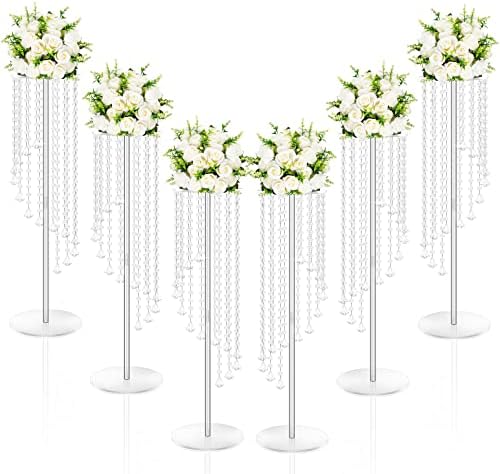 6 Pieces Acrylic Flower Stands 31.5 Inch Tall Flower Centerpiece Stands Bulk Crystal Flower Stand Wedding Centerpieces Elegant Acrylic Stand Centerpieces for Party Weddings Reception Decoration