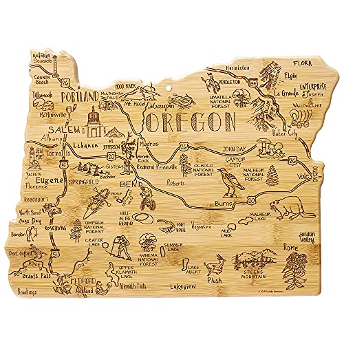 Totally Bamboo Destination Oregon Shaped Cutting Board – Bamboo Charcuterie and Serving Board with Hang Tie for Wall Display by Totally Bamboo - Used condition - US$18.32