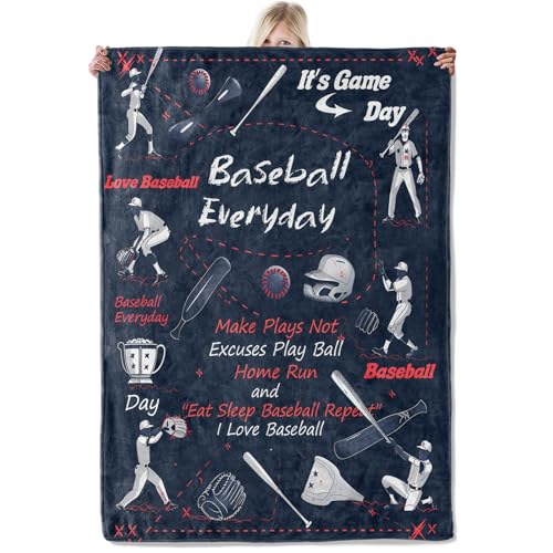 Baseball Flannel Blanket 50x60in with Players and Quotes