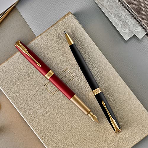 Parker Sonnet balpen | roestvrij staal met gouden trim | medium punt zwarte inkt | geschenkverpakking - Image 8