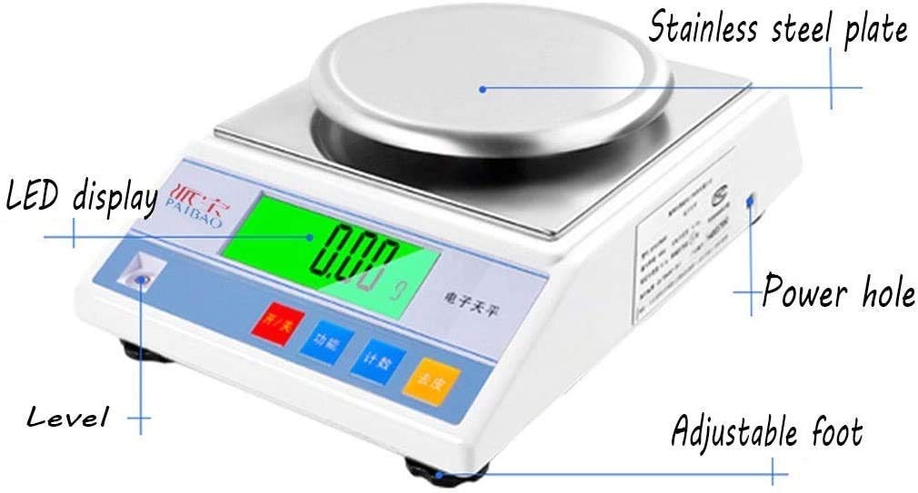 Bilance elettroniche Bilance digitali da laboratorio elettronico da 0,01 g Bilancia analitica di precisione LCD per gioielli di laboratorio farmacia cucina scolastica(2000 g/0,01g)