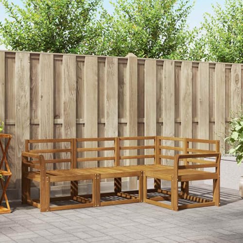 Gartensofas Set 4 tlg. aus massivem Akazienholz, natur, modulares Möbelset für Terrasse und Garten