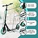 SereneLife Lightweight and Foldable Kick Scooter - Comfortable T-Bar Handlebar, Adjustable Scooter for Teens and Adult, Alloy Deck with High Impact Wheels, Durable ABEC-7 Bearings, (Aqua on Black)
