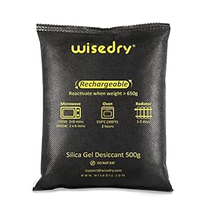 Wisedry Silica Gel Packets Car Dehumidifier Bag Reusable, 1kg [2 x 500 Gram] Microwave Fast Reactivated Desiccant Sachets Eliminates Foggy Damp Windscreen, Moisture Absorber for Car, Caravan, Van