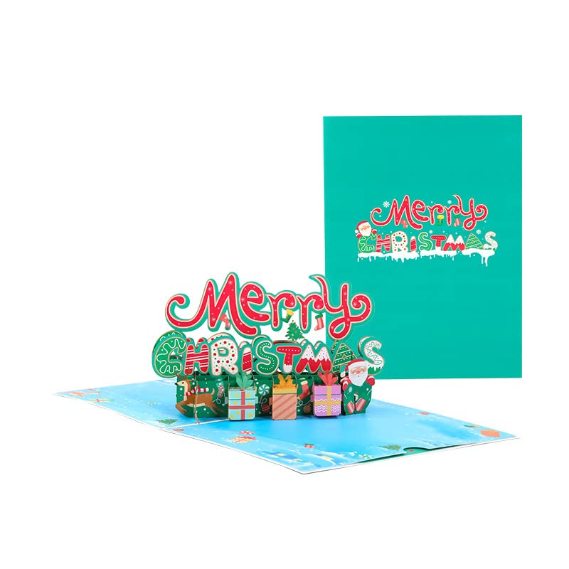 Wanhenda Merry Christmas 3D Pop-Up Greeting Card, 20cm x 15cm, Paper, with Envelope