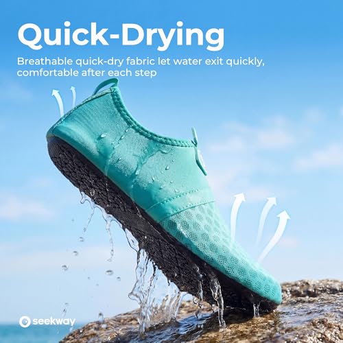 Image of SEEKWAY Water Shoes Quick-Dry Aqua Socks Barefoot Slip-on for Beach Pool Swim River Yoga Lake Surf Women Men Black SK001