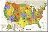 Globe Turner: Contemporary USA Wall Map - 50 x 33 inches - Laminated