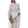 PRETTYGARDEN-Womens-Long-Sleeve-Round-Neck-High-Low-Asymmetrical-Irregular-Hem-Casual-Tops-Blouse-Shirt-Dress PRETTYGARDEN Women's Long Sleeve Round Neck High Low Asymmetrical Irregular Hem Casual Tops Blouse Shirt Dress (White,X-Large)