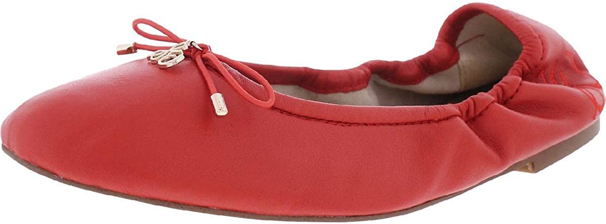 Sam Edelman Felicia Campfire Red Slip On Rounded Toe Bow Detail Ballet Flats (Campfire Red, 9.0)