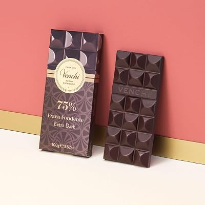 Venchi Cuor di Cacao 75% Extra Dark Chocolate Bar 3.52oz (Pack of 2)