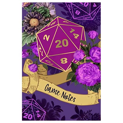 D20 Game Notes: Fantasy Roleplayer Notebook, Purple Vintage Roses Floral Dice 20 Journal, Tabletop Boardgame Players Strategy Writing Record
