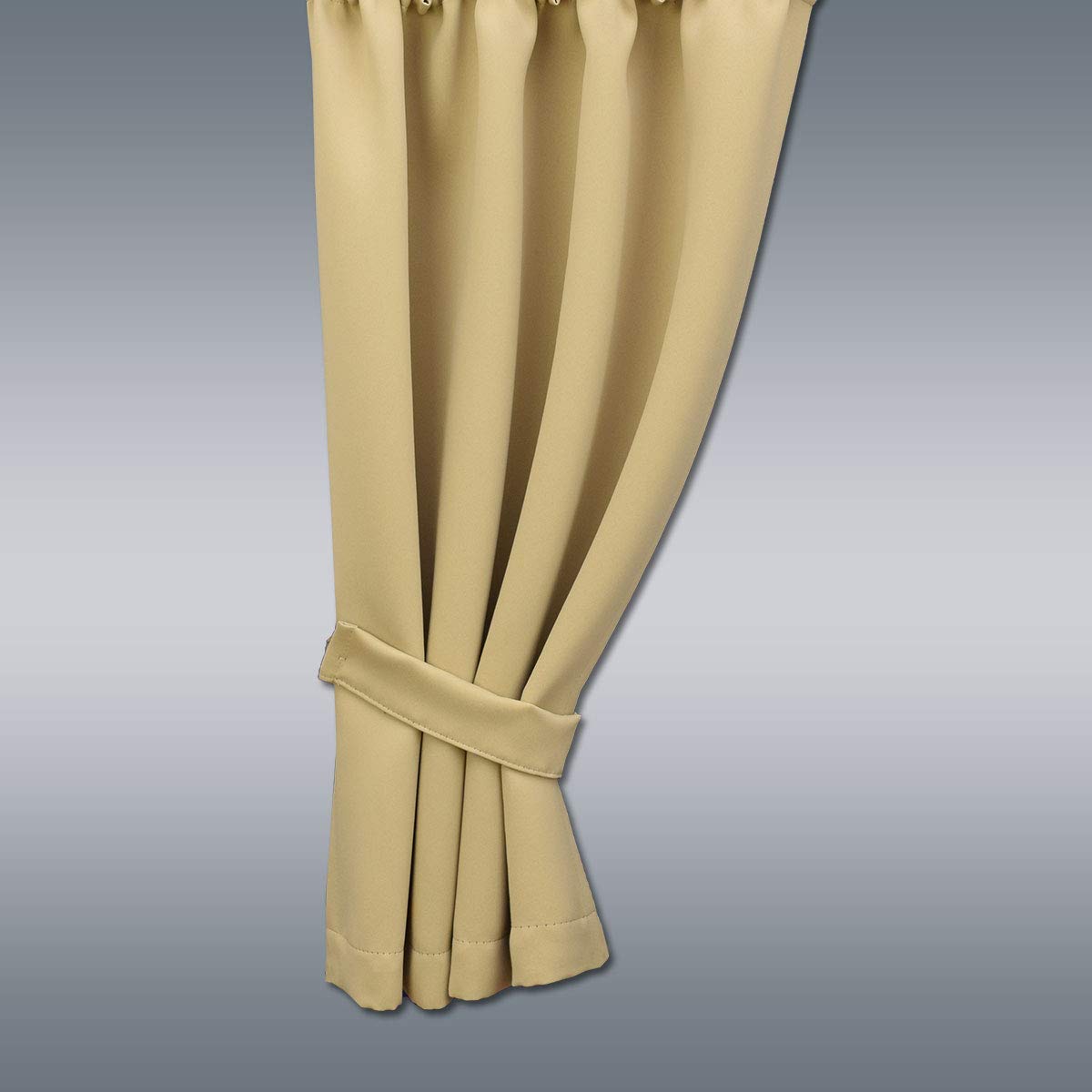 Wohnmobil-Gardine Mattis beige, Höhe 40-80 cm x Breite 70-140 cm | Maßgefertigt, Verdunklungs-Vorhang, Reihband, Blickdicht, Für Caravan & Wohnwagen