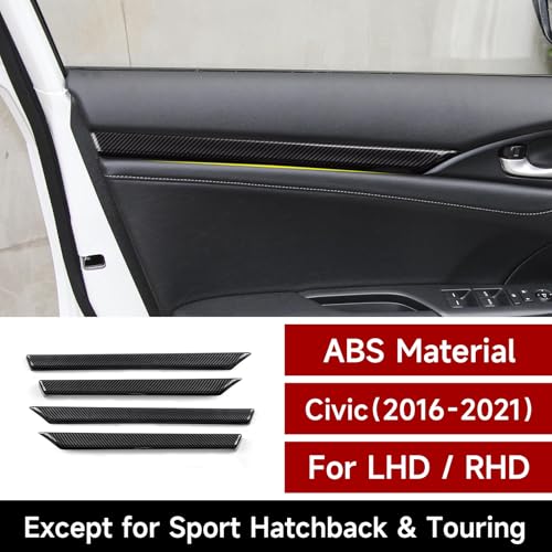 Image of Front /Rear Doors Decor Strips Trim Decals for 2016-2021 Honda Civic 10th Gen Accessories ABS Carbon Fiber Stickers, Except for Sport /Hatchback /Touring