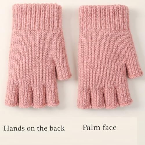 Winter Half Finger Gloves With Solid Color Warm And Windproof Hand Warmer Short Gloves For Office School Kids Daily Wear3