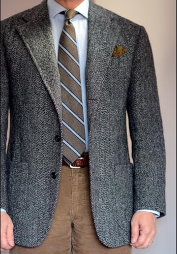 Men's Slim Fit Herringbone Tweed Sport Coat Blazer Vintage Wool Blend Formal Jacket for Business Wedding Tuxedo3