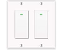Alexa Light Switch, Double Smart WiFi Light Switches, Smart Switch 2 Gang Compatible with Alexa and Google Home, Neutral Wire Needed, with Remote Control, Timing Schedule, No hub Required (2Pack)