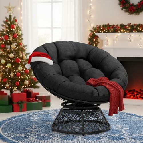 Bme 40' Ergonomic Wicker Papasan Chair with Soft Thick...