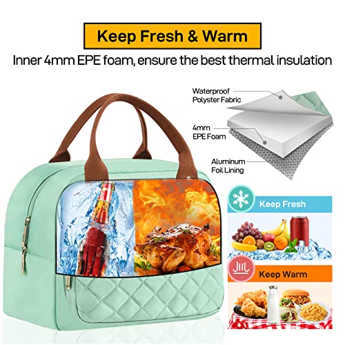 HOMESPON Insulated Lunch Bag for Women Men Work Adult Cool Bag Lunch Box Container Ladies Lunch Tote (Green) - Image 2