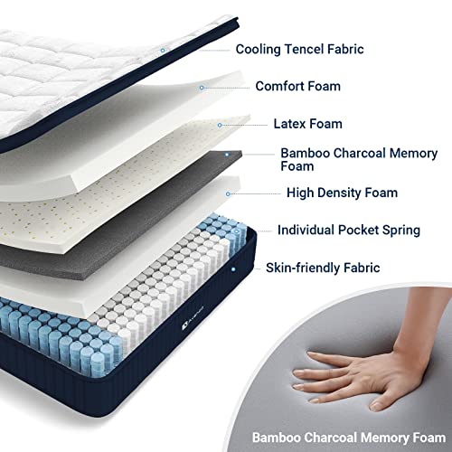 King Size Bed Mattress, Avenco Hybrid Mattress In A Box, 12 Inch Medium Firm Individual Pocket Innerspring, Cool Touch Feeling Fabric, Motion Isolation, Peaceful Sleep, Certipur-Us #TOP2