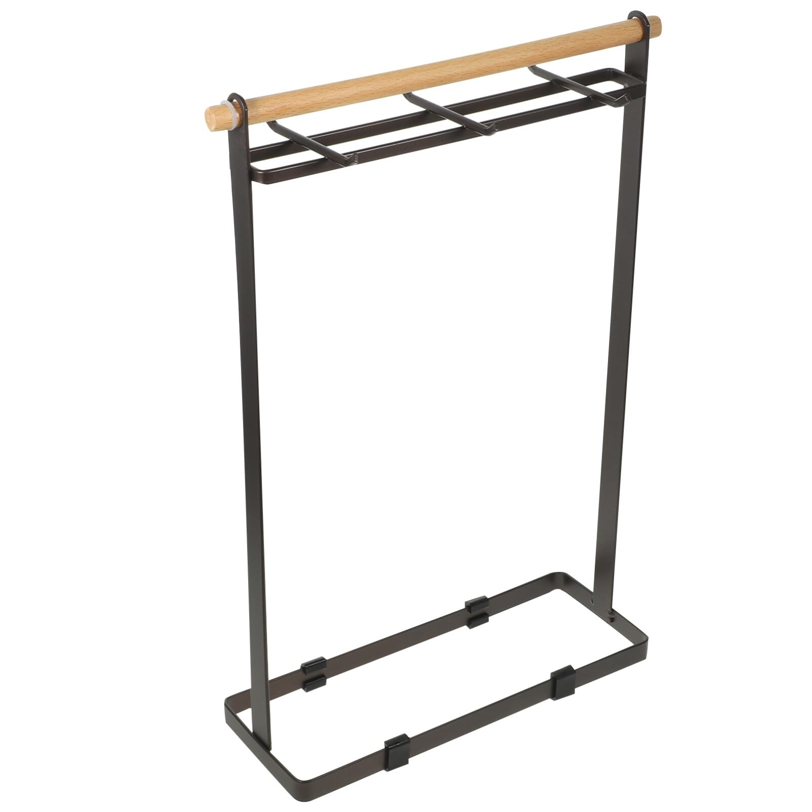 Kichvoe Porta Utensili da Cucina Nero in Legno e Ferro Ganci
