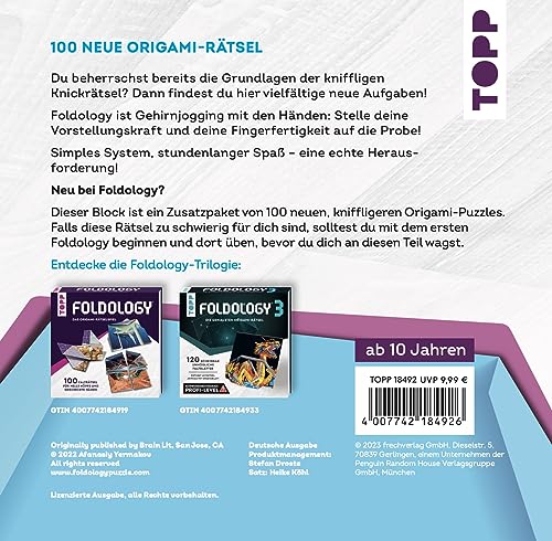Foldology 2 – Meistere die Origami-Rätsel. 100 herausfordernde Falträtsel für helle Köpfe und geschickte Hände.