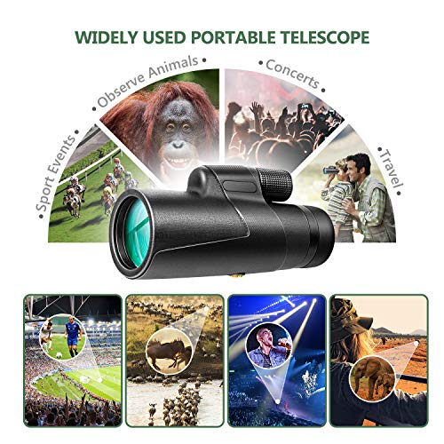 12x50 Monocular Optics Zoom HD BAK4 Prism FMC IPX7 Waterproof Monocular Telescope with Smartphone Adaptor Tripod for Adults Kids Gifts Birding Hunting Camping Travelling Wildlife