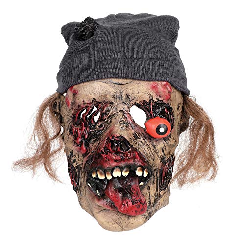 Qchomee Masque Halloween Adultes Masque de Momie Effrayant Masques Zombie Pourri avec Perruque Noire Masques d'Horreur Realiste Costume d'Halloween pour Halloween Cosplay Carnaval Déguisement