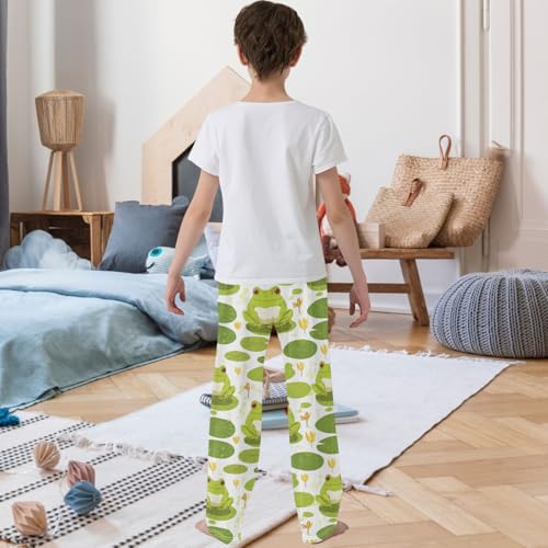 Boy's Pants Green Frog Setting Jogger Pants Elastic Waist Long Bottoms Trousers with Pockets 6-14 Years3