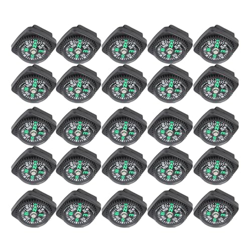 25 piezas brújula pulsera supervivencia negra plástico miniatura 1