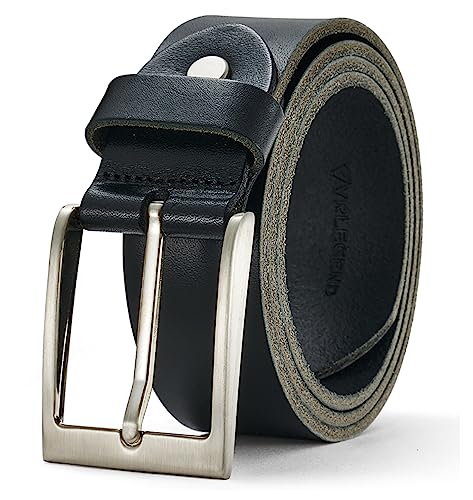 VRLEGEND Gürtel Herren Ledergürtel Echt Leder Jeansgürtel Herrengürtel 3.8cm Mit Geschenkbox（Schwarz,115cm）