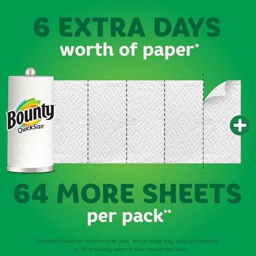 Bounty Paper Towels Quick Size, White, 16 Family Rolls = 40 Regular Rolls (Packaging May Vary) + Puffs Plus Lotion Facial Tissues, 8 Family Boxes, 124 Facial Tissues per Box - image 5