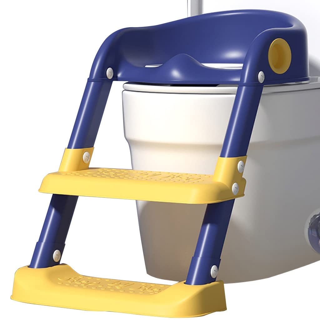 Potty with Adjustable Ladder Potty Training Toilet with Splash Guard Folding Seat for Boys Girls Double Lock Design