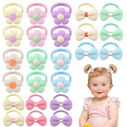 TAGMEIU 24Pcs Baby Girls Hair Ties Soft Seamless Elastic Baby Hair Bobbles