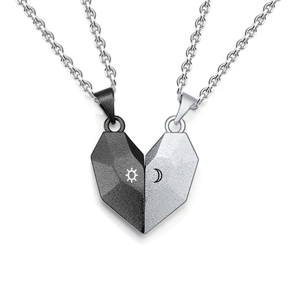Novgarden Matching Necklace for Couples with Initial, 2PCS Personalized Half Heart Necklace Relationship Couple Necklaces for Him and Her Custom