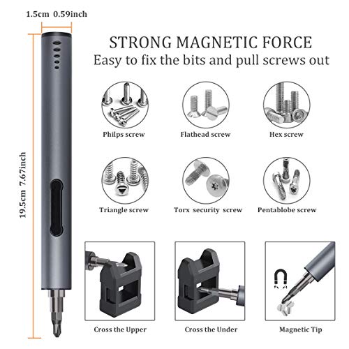 Polarpra Mini Electric Screwdriver - 60 In1 Electric Precision Screwdriver Sets With 55 Magnetic Precision Bits - Rechargeable Automatic Screwdriver Pen For Watch, Computer, Cell Phone, Toy, Laptop #TOP6