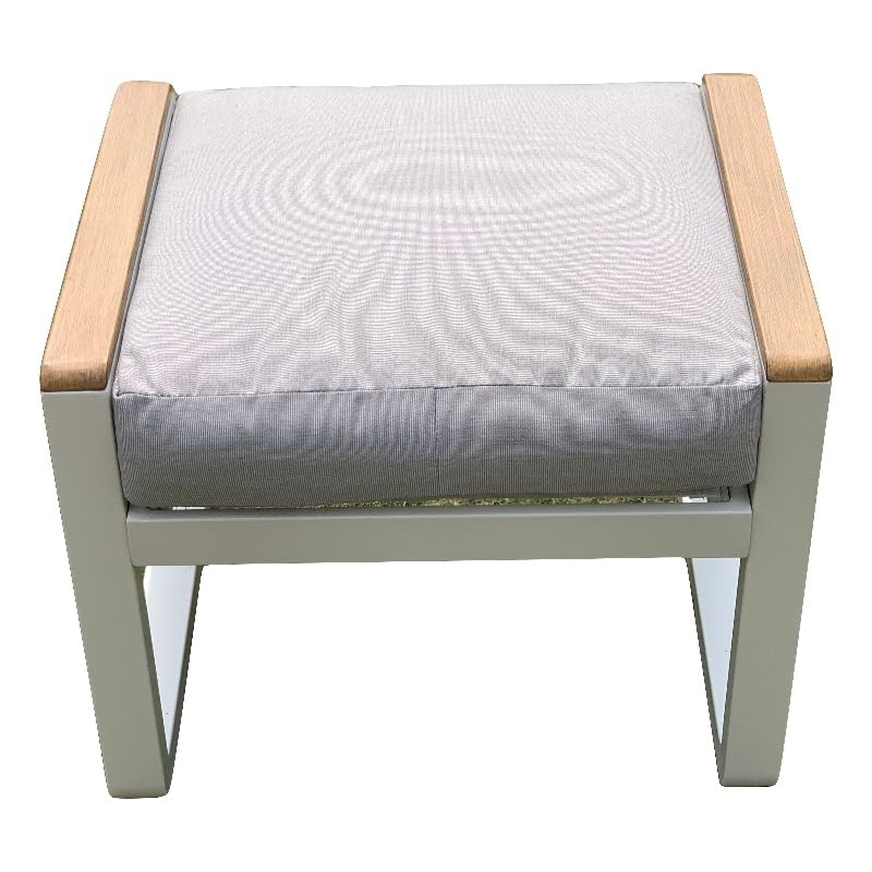 Direct Wicker 2 Piece Iron & Fabric Ottomans with Cushion in White