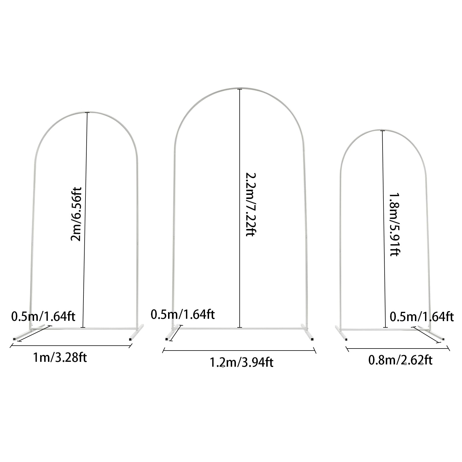 Wedding Arch Stands, 3 PCS Arch Backdrop Stand and Cover Set, Wedding Arch Backdrop Stand Set of 3 Bundle for Party Wedding Birthday Flower Stand Garden Background Decoration Ceremony (White)
