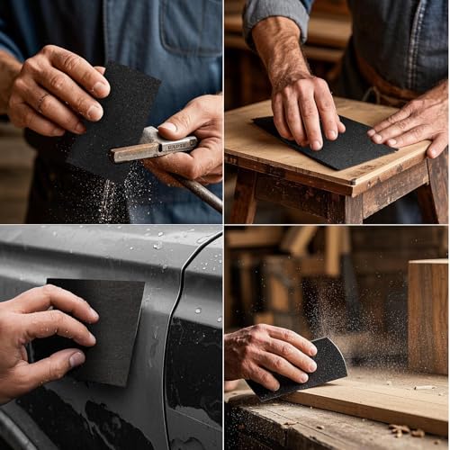 Sruhrak 20 Stück Schleifpapier 23 x 9 cm Sandpapier Nass und Trocken Nassschleifpapier 120 bis 3000 Körnung Set Geeignet Polieren Auto Holzmöbel Stein Lack Metall Glas