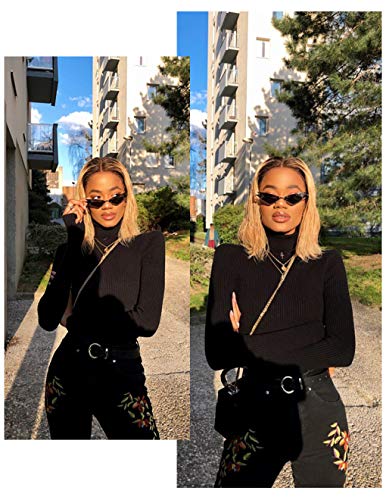 Armear Small Cateye Sunglasses Futuristic Rimless Colored Mirrored Lens3